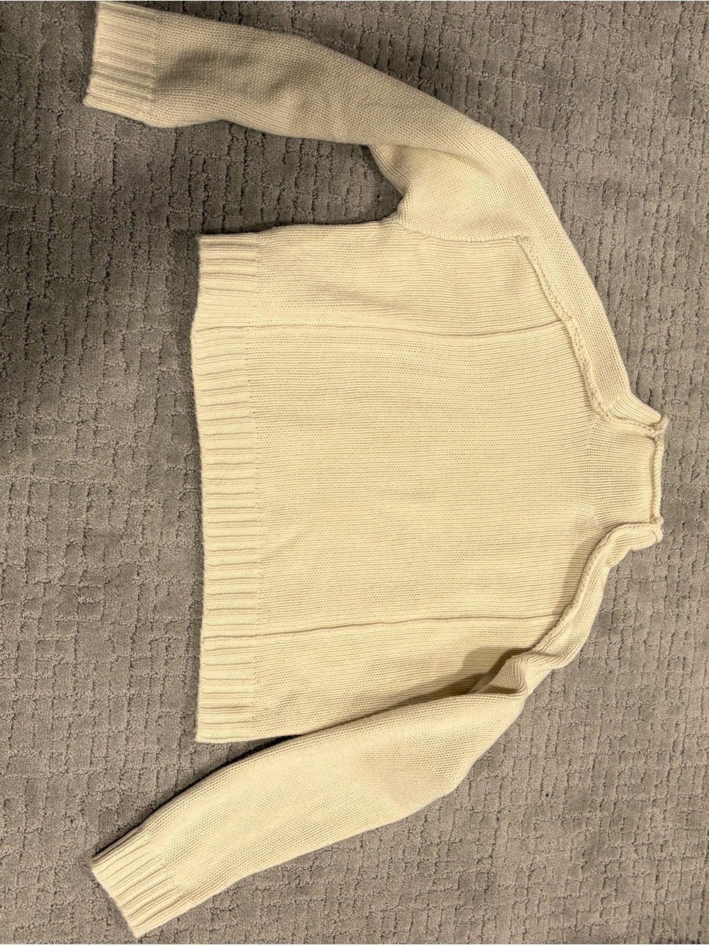 Zara Cream Ribbed Crewneck Sweater